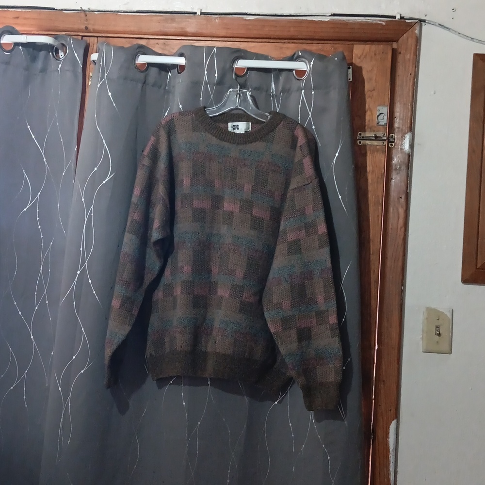Reunion XL vintage wool blend plaid thick sweater